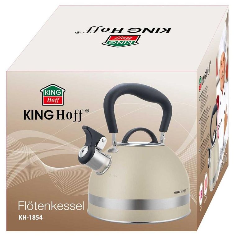 Kinghoff, czajnik z gwizdkiem, beżowy, 1,8l
