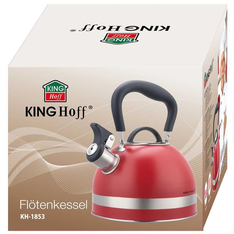 Kinghoff, czajnik z gwizdkiem, czerwony, 1,8l