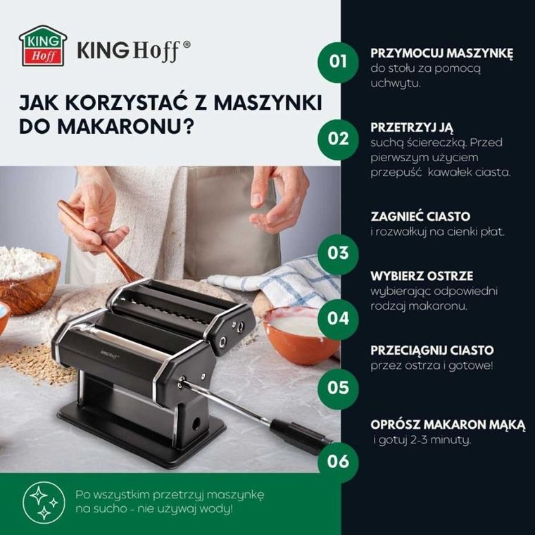 Kinghoff, maszynka do makaronu, ciasta, KH-1927