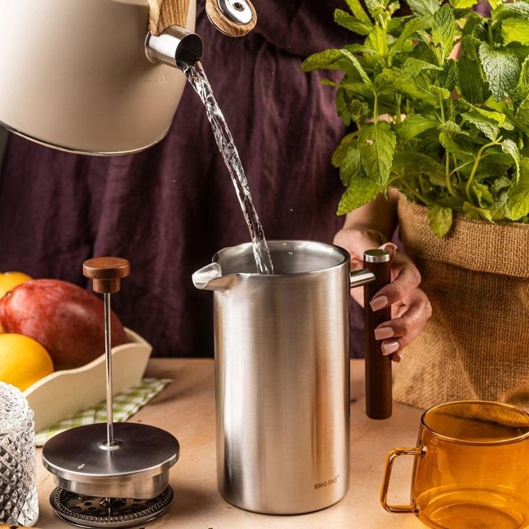 Kinghoff, stalowy zaparzacz tłokowy do kawy, herbaty, 1l, kh-1995