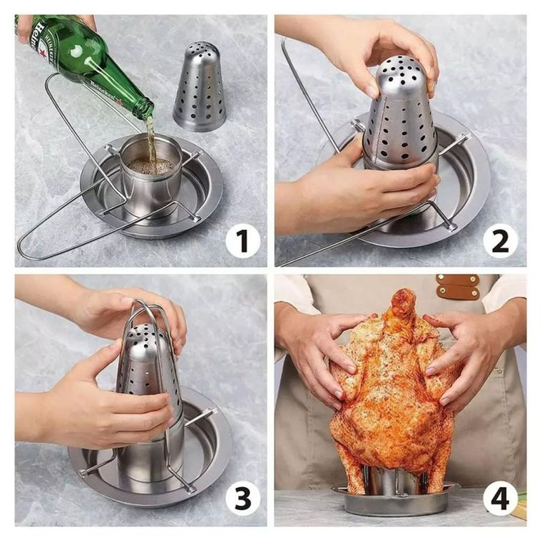 Kinghoff, stojak do pieczenia kurczaka z ociekaczem i aromatyzerem