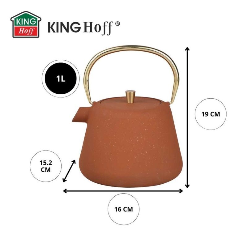 Kinghoff, zaparzacz żeliwny imbryk z filtrem, 1l