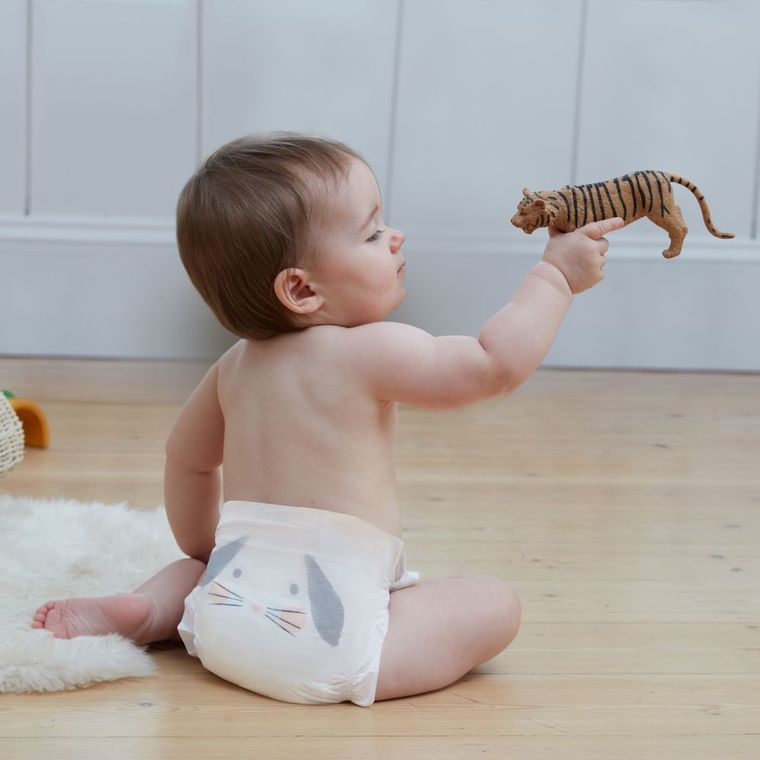 Kit and Kin, biodegradowalne pieluszki jednorazowe, rozmiar 3, Maxi, 6-10 kg, miś i królik, 34 szt.