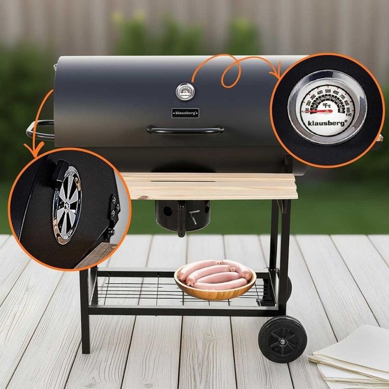 Klausberg, grill węglowy na kółkach z półkami, kb-9033