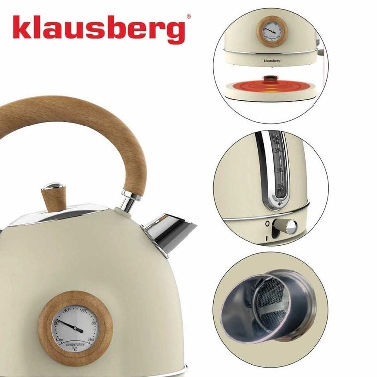 Klausberg, Retro, czajnik elektryczny z termometrem, 1,8l