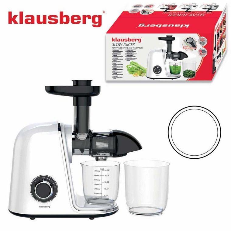 Klausberg, sokowirówka, wyciskarka wolnoobrotowa, biała, KB-7869