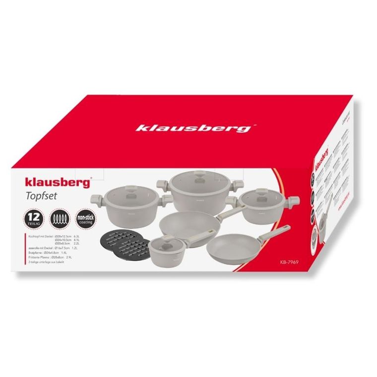 Klausberg, zestaw garnków marmurkowych, 12 elementów, kb-7969