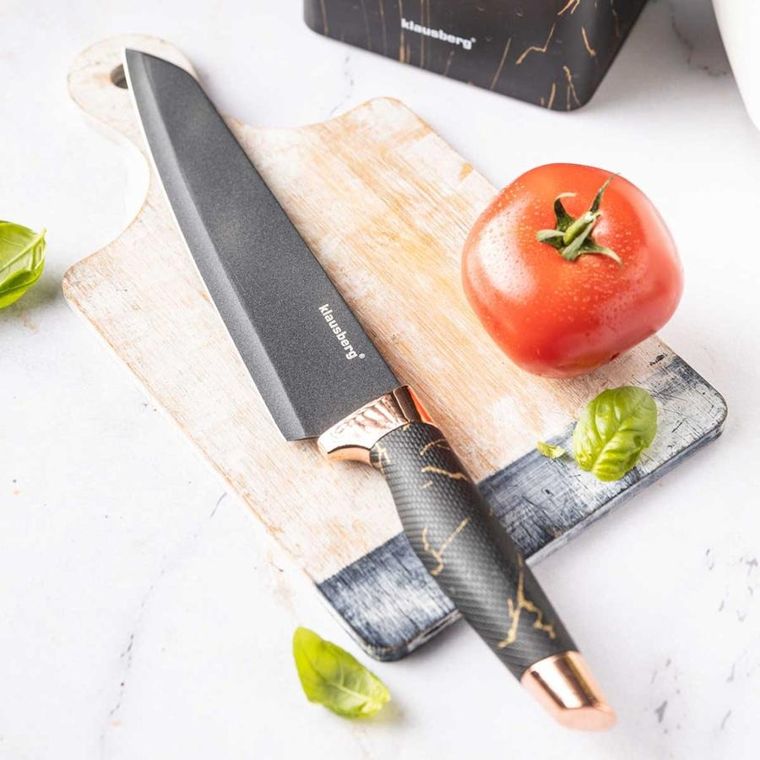 Klausberg, zestaw noży kuchennych z ostrzałką, stojak