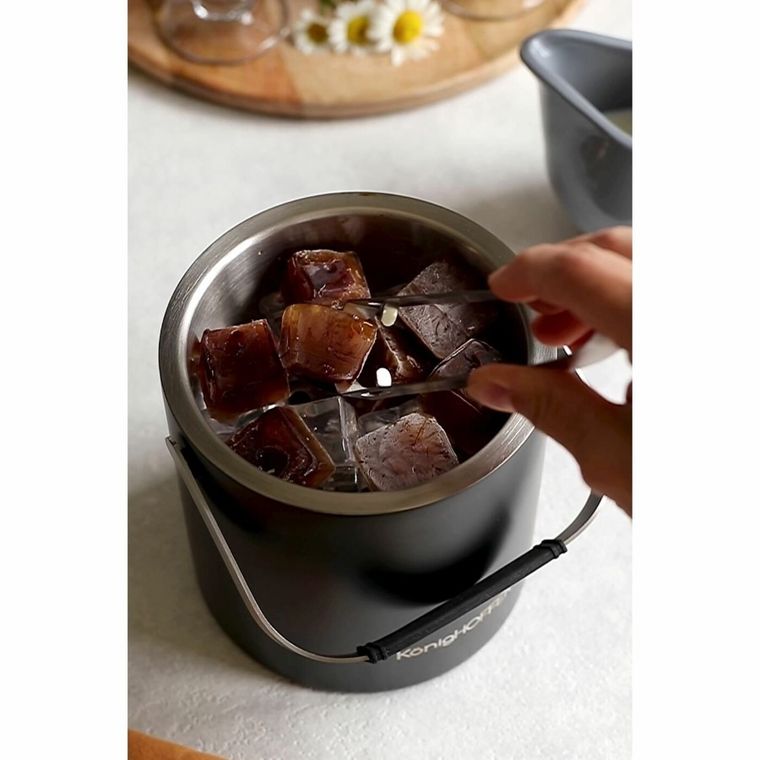 Könighoffer, Lugo, wiaderko do lodu ze szczypcami, czarny mat, 1,3l
