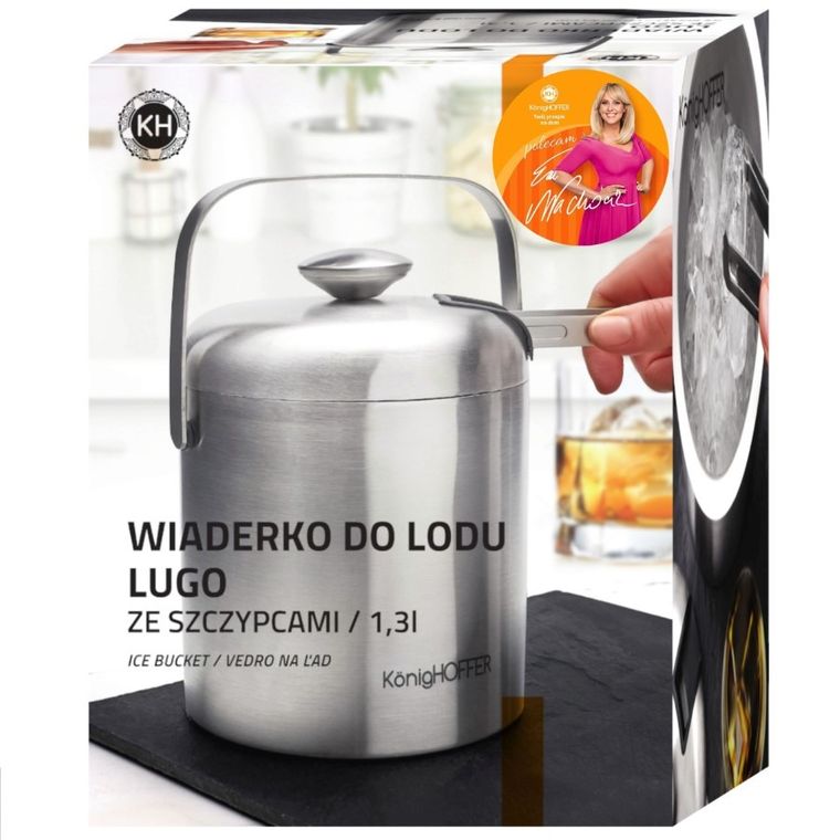 Könighoffer, Lugo, wiaderko do lodu ze szczypcami, satyna 1,3l