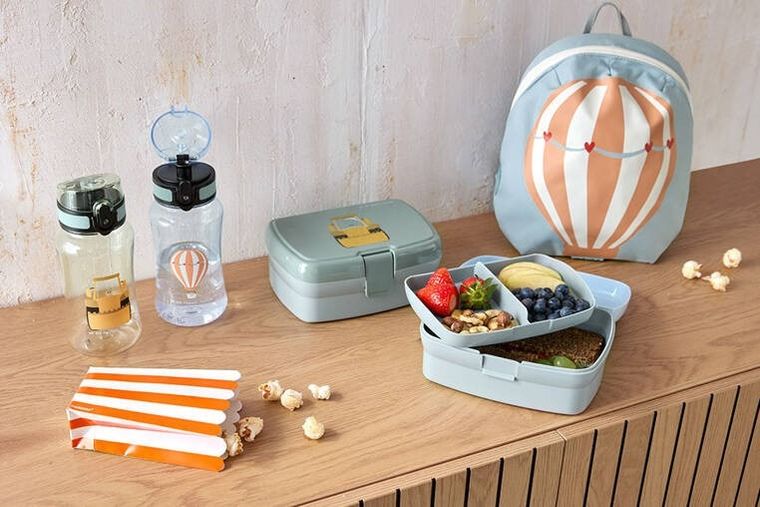 Lassig, Tiny Drivers, lunchbox + bidon, tritanowa butelka, 460 ml, Spychacz