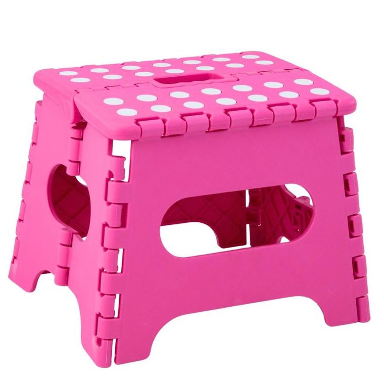 Lean Toys, stołek, składany podnóżek antypoślizgowy, różowy, 24-19 cm