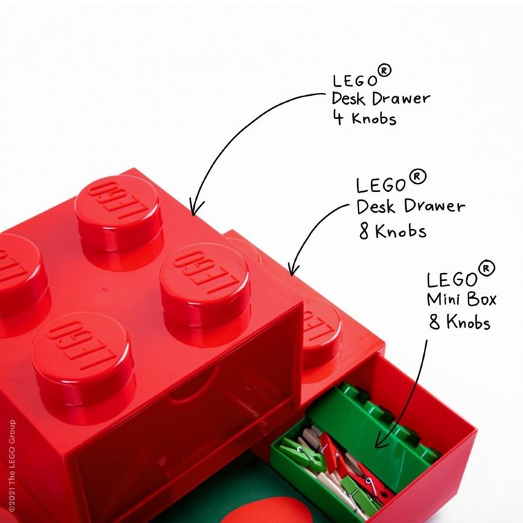 LEGO, Szufladka na biurko, klocek Brick 8, czerwona