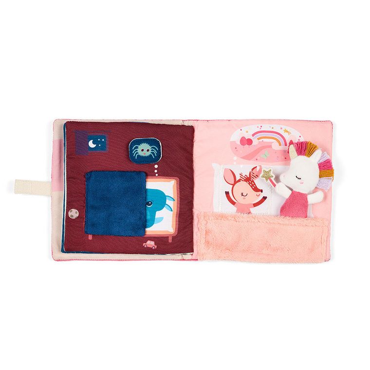 Lilliputiens, Jednorożec Lena, Strażniczka snów, książeczka aktywizująca z mini przytulanką, 18m+