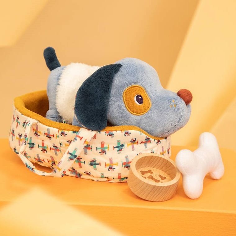 Lilliputiens, Piesek Jules, maskotka piesek z koszyczkiem i akcesoriami, 12m+