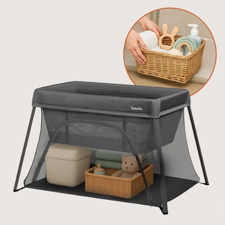 Lionelo, Alice, łóżeczko turystyczne, 3w1, Grey