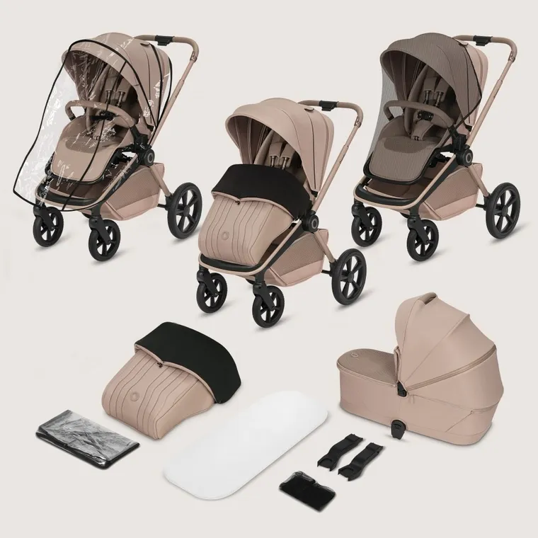 Lionelo, Freya, wózek wielofunkcyjny, składana gondola, 3w1, beige sand