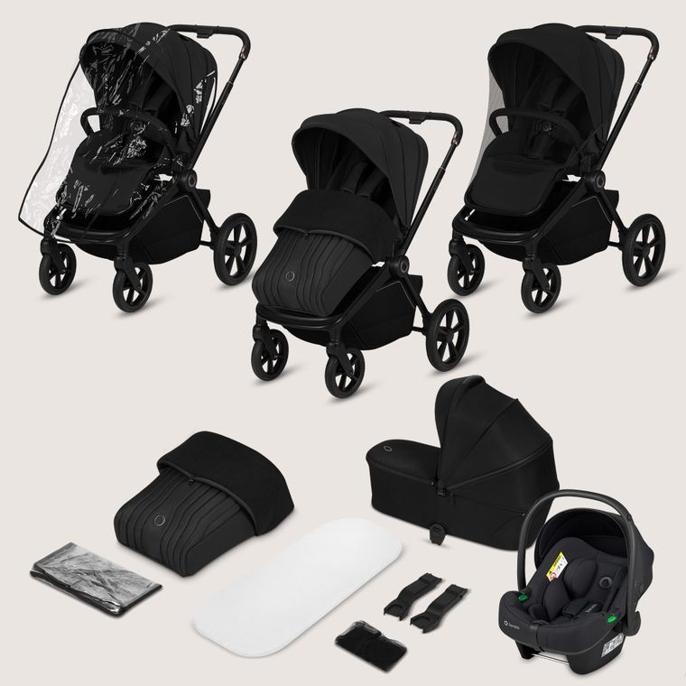 Lionelo, Freya, wózek wielofunkcyjny, składana gondola, 3w1, black onyx