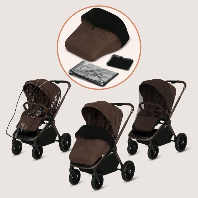 Lionelo, Mika Plus, wózek wielofunkcyjny, 2w1, mocha mousse