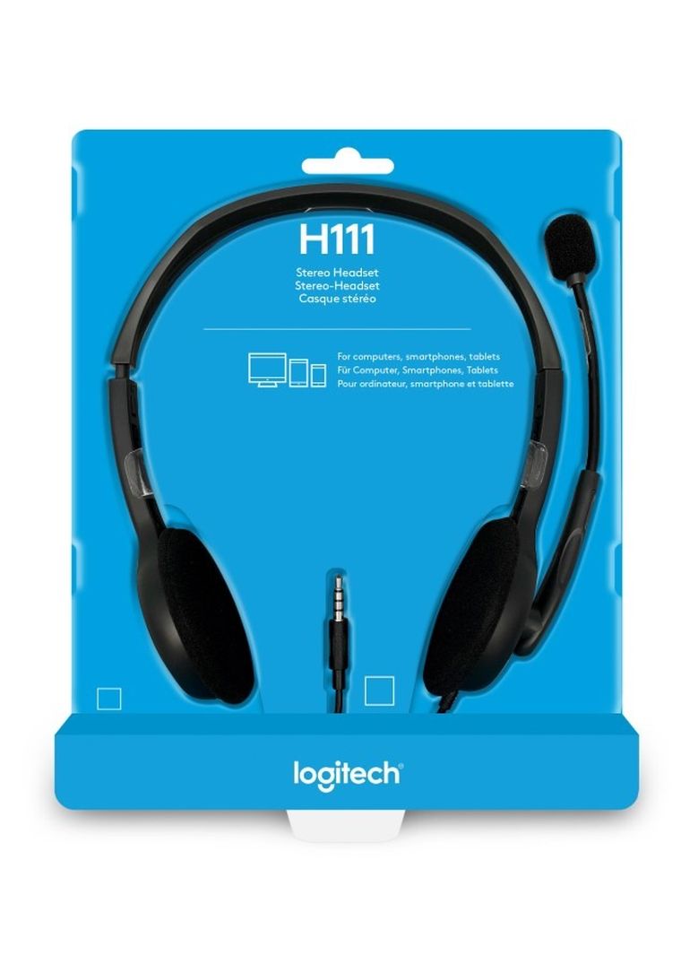 Logitech, słuchawki, H111 981-0005939, szary