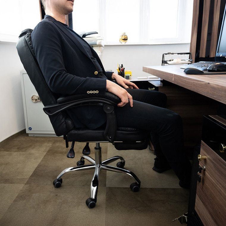 Malatec, fotel biurowy z podnóżkiem, czarny, 26195