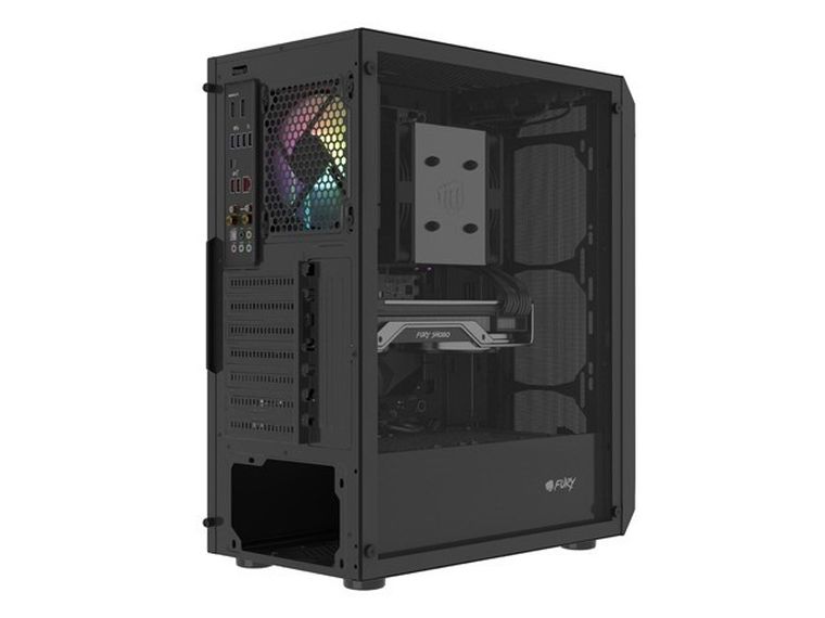 Natec, Fury Shobo SH4 RGB Midi Tower, obudowa komputerowa z oknem, czarna