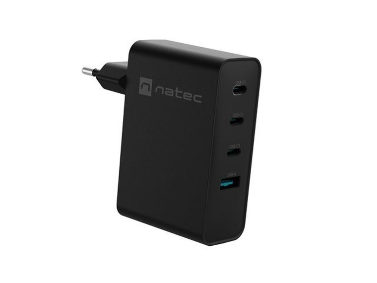 Natec, ładowarka sieciowa, RIBERA GAN 3X USB-C 1X USB-A, 100W, czarna