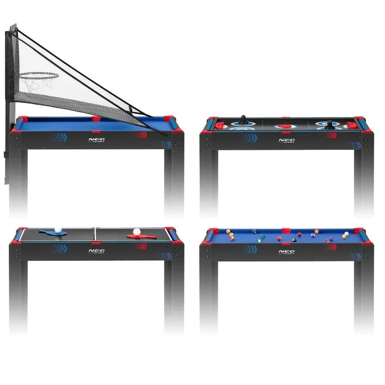Neo-Sport + stół do gier 5w1: cymbergaj + ping-pong + bilard + koszykówka + łuk z tarczą