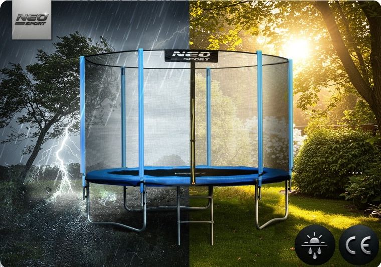 Neo-Sport, trampolina ogrodowa z siatką zewnętrzną i drabinką, 8ft/252 cm