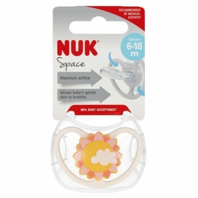 Nuk, Space, smoczek uspokajający, silikonowy, 6-18m, 1 szt.