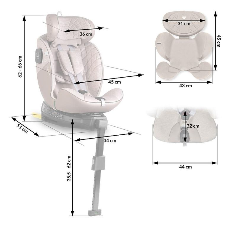Nukido, Aero Line, fotelik samochodowy, beżowy, 0-36 kg