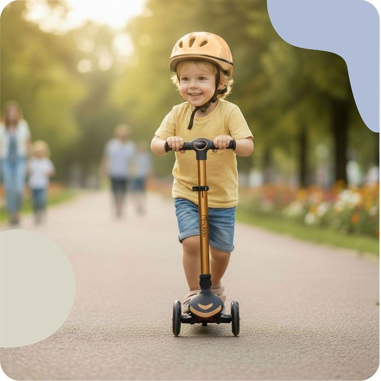 Nukido, Flippo, hulajnoga 3-kołowa, balansowa, z siedziskiem, złota