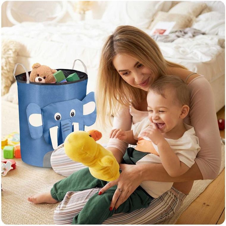 Nukido, kosz na zabawki, niebieski słonik