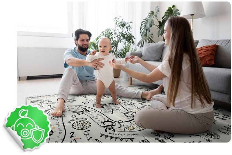 Nukido, mata piankowa, składana, ocean, safari, 200-180-1 cm