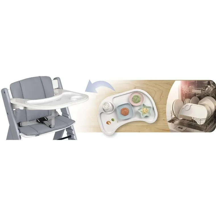 Nukido, Nelo, drewniane krzesełko do karmienia, szaro-białe