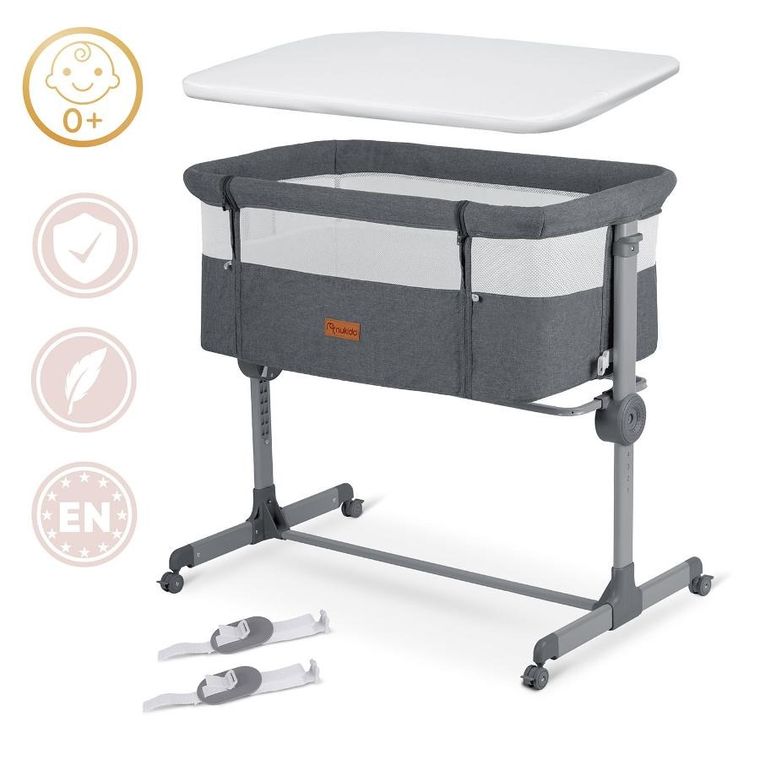 Nukido, NK-243, łóżeczko turystyczne składane, dostawka, ciemny szary