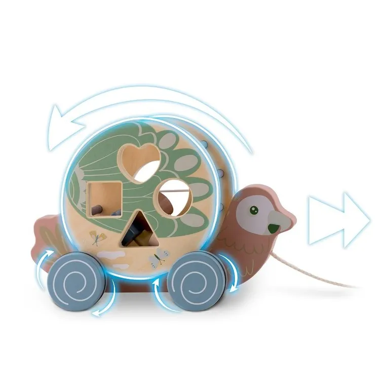 Nukido, Papuga, drewniana zabawka do ciągnięcia