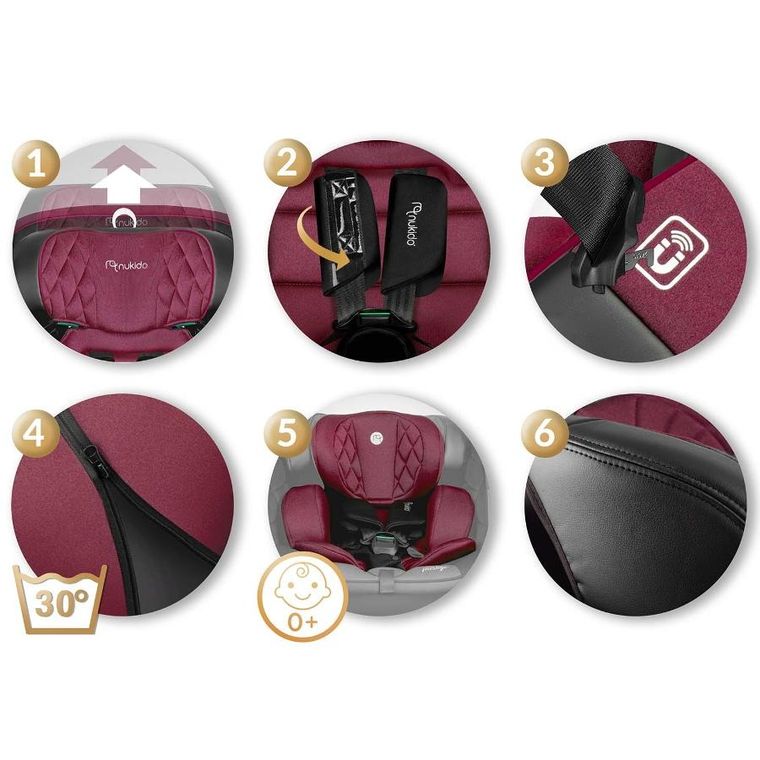 Nukido, Prestige Line, fotelik samochodowy, czarno-różowy, 0-36 kg
