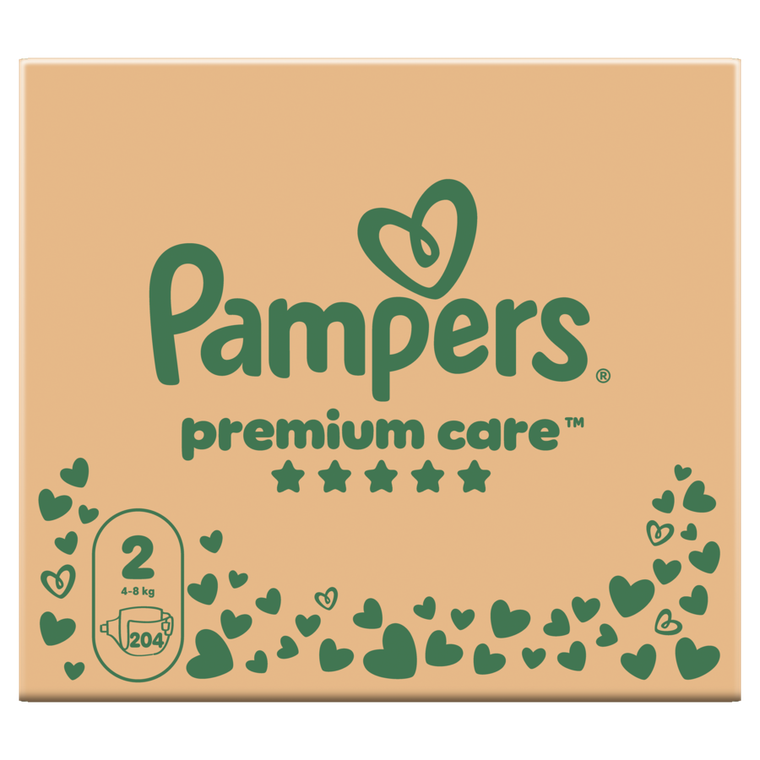 Pampers, Premium Care, pieluchy jednorazowe, rozmiar 2, 4-8kg, 204 szt.