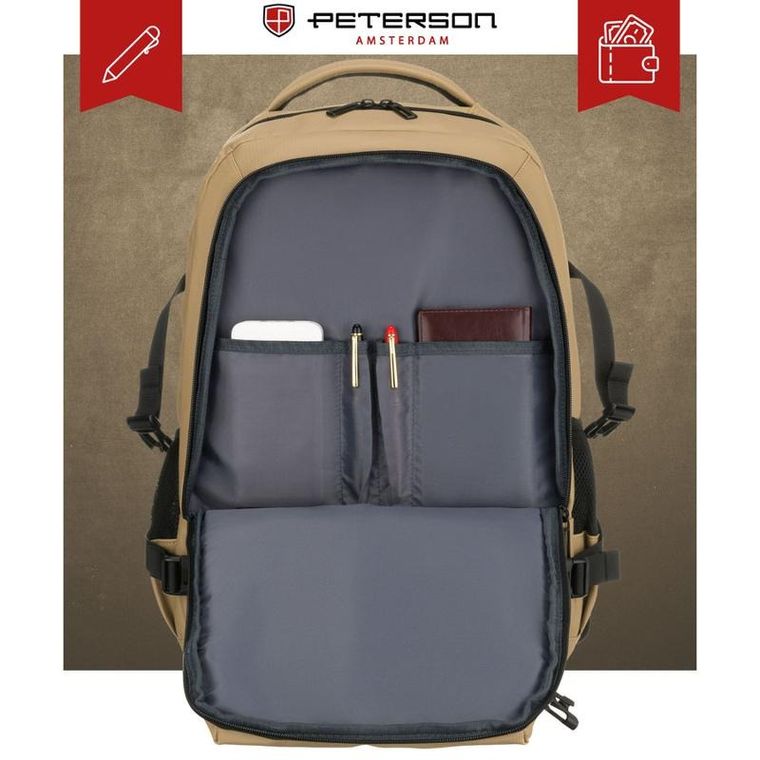 Peterson, plecak podróżny, 2-komorowy, khaki