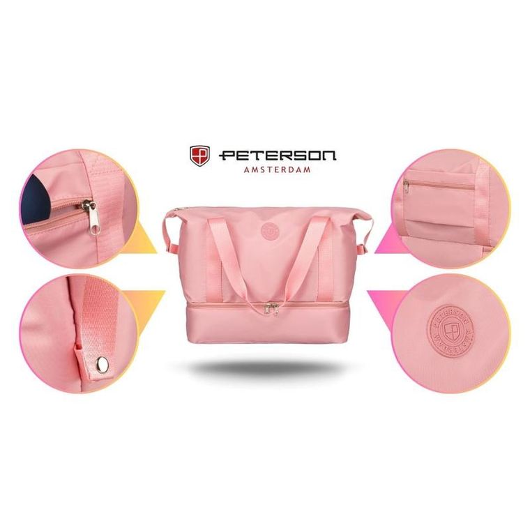 Peterson, torba weekendowa, z uchwytami, różowa