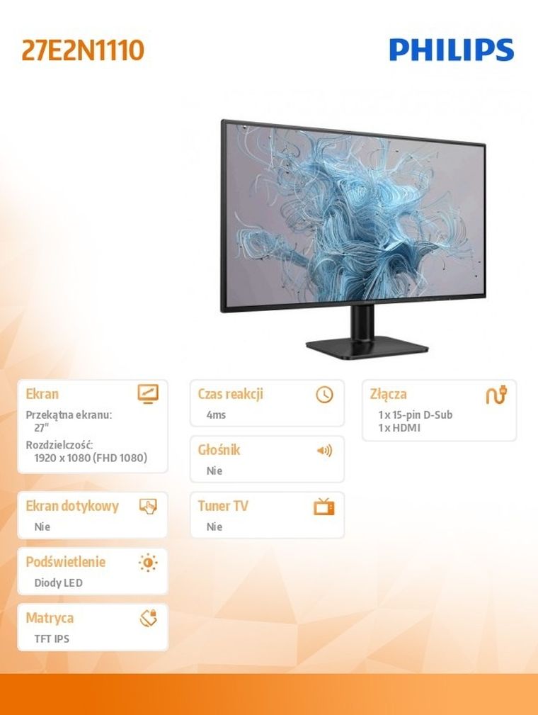 Philips, monitor LED, 27", 27E2N1110/00