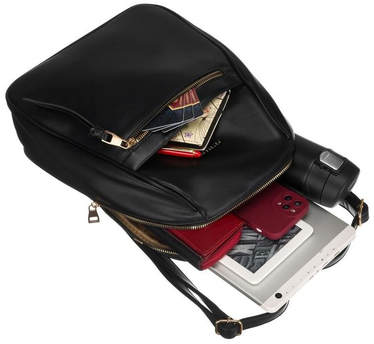 Plecak, czarny, skóra ekologiczna, Peterson