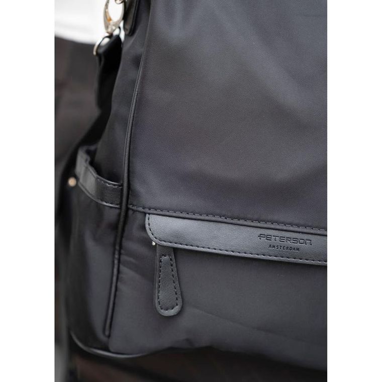 Plecak miejski, czarny, skóra ekologiczna, Peterson