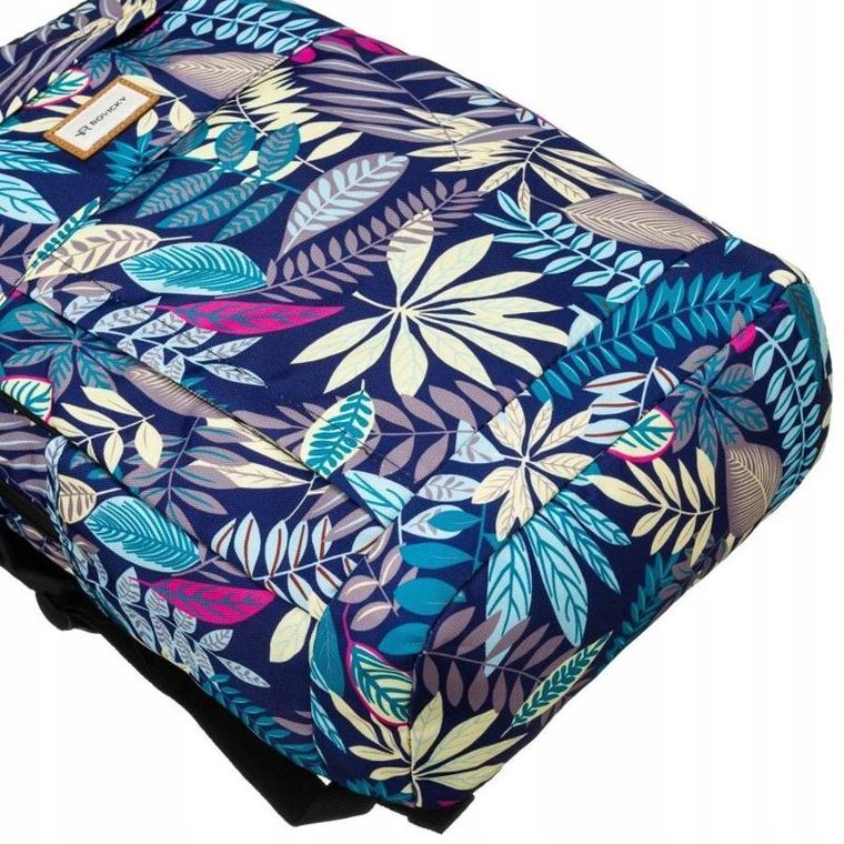 Plecak miejski, niebieski, roślinny wzór, Rovicky