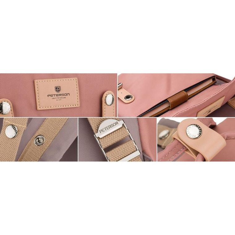 Plecak miejski, różowo-szary, Peterson