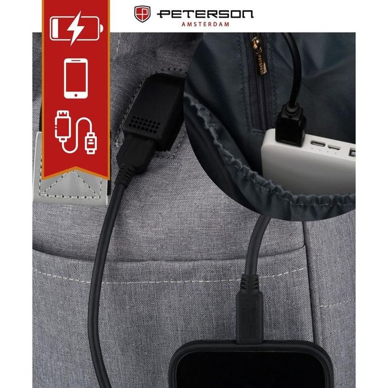 Plecak na latopa, szary, Peterson