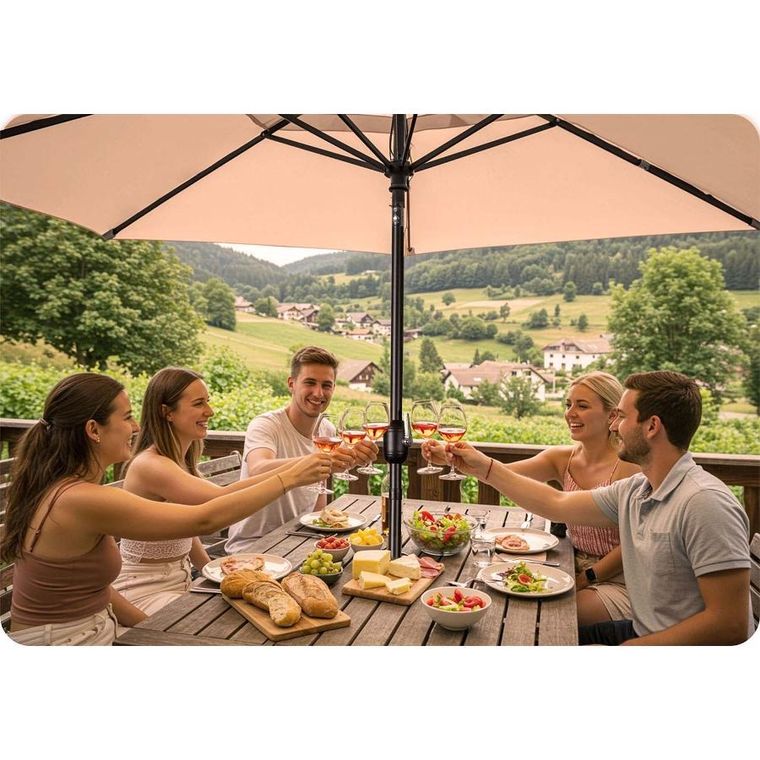 Plonos, parasol ogrodowy, składany, 6 segmentowy 300 cm, z pokrowcem