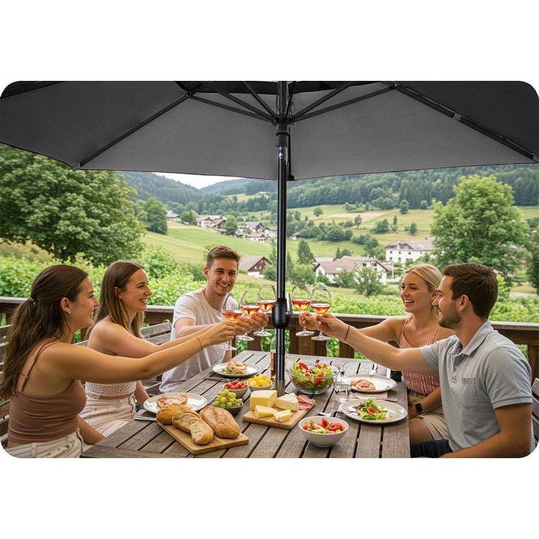 Plonos, parasol ogrodowy, składany, 6 segmentowy, z pokrowcem, 300 cm