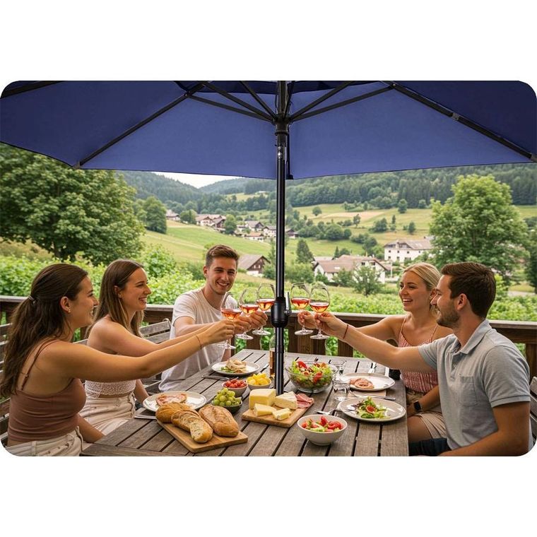 Plonos, parasol ogrodowy, składany, 6 segmentowy, z pokrowcem, 300 cm